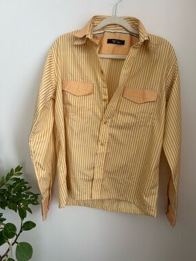 Yellow Striped Men's Button-Up Shirt